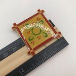 Vintage 1991 Valley Quilters Quilt Square Flowers Boho Southwest Brooch Pin Red Photo 4