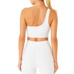 GIGI C Jacqui Sports Bra Women's Medium White One Shoulder Cutout Asymmetrical Photo 1
