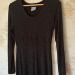 Vintage 90s black silver glitter sparkly long sleeve whimsigoth maxi dress 10 Photo 0