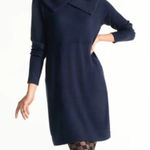 CAbi  Round Up Sweater Knit Dress #4390 Cobalt Navy Blue Wide Collar Pullover XL Photo 0