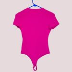 NWT REORIA Hot Pink Square Neck Cap Sleeve Bodysuit Photo 2
