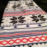 Boutique Winter Fair Isle Red Blue White Snowflake Leggings Photo 2