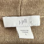 J.Jill | Camel Tan Linen Blend Open Front Raw Cuff Cardigan Sweater | Large Photo 1