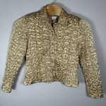 Joseph Ribkoff Size 10 Gold Jacket Veston Crinkle Bubble Popcorn Satin Button Photo 0