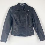 Noisy May Black Faux Leather Biker Moto Jacket Customized Babe on Back Small S Photo 0