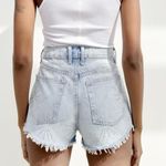 ZARA Rhinestone Fireworks Blue Denim Ripped Jean Shorts Sz 40/ US 8 Photo 1