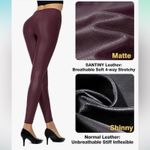 SANTINY Faux Leather Leggings Pants Stretch High Waisted Tights for Women Purple Size M Photo 2