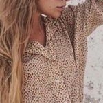 Brandy Melville Brandy Melvile S M L One Size Cropped Long Sleeve Collared Blouse Top Button Up Photo 0