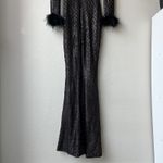 Nadine Merabi Rachel Black Lace Feather Trim Plunge V Photo 6