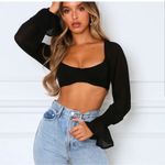 White Fox Boutique NWT  Sheer Perfection Long Sleeve Crop Corset Black Size Small Photo 4