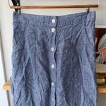 St. Tropez Chambray Blue Linen Button Front Midi Skirt Size Small Photo 3
