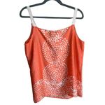 Loft Printed Sleeveless Top Womens Size L Ribbon Straps Boho Orange Photo 1