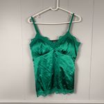 Vintage Lace Padded Christmas Green Satin Slip Cami Large Coquette Holiday Cute Photo 1