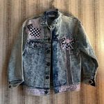 VINTAGE Tickle Me! New York Denim Jacket Y2K White Washed Women’s Style Coat Blue Size L Photo 0