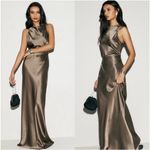 Reformation  Morel Brown Anaiis 100% Silk Dress NEW Photo 1