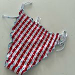 Wild Fable   Women's Heart Print Reversible Ruffle Edge Low Rise High-Leg Cheeky Side-Tie Bikini Bottoms,m- Red, White & Blue Photo 10