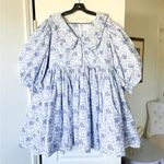 Selkie Mary Jane Puff Dress Cottagecore Milkflower Blue White Size 1X EUC Photo 1