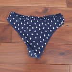 ASOS DESIGN Navy Polka Dot Ruffle Bikini Bottoms Swimsuit Size US 6 Blue Photo 3
