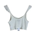 Urban Outfitters NWT  Tank Womens L White Ribbed Cropped Y2K Cap Ruffle Straps Photo 4