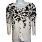 White House | Black Market WHITE HOUSE BLACK MARKET Floral Print Rhinestone Snaps 3/4" Sleeve Cardigan M Photo 1