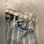 PacSun size 6 Striped Denim High Rise Straight Leg Distressed Hem Jeans Photo 8