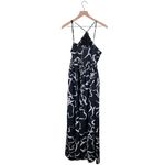 RUNAWAY THE LABEL Maxi Dress Size Large US 8 Black White Floral Key Hole Cutout Photo 14