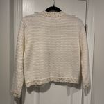 Elie Tahari NWT  Size S Cream Knit Embellished Textured Cardigan Beaded Pearls Photo 9