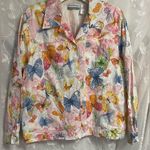 Alfred Dunner Eyelet Butterfly Lined Button Front Long Sleeve Jacket XL 16P EUC Photo 1