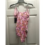 No Boundaries  NWT Juniors Size Large Pink Floral Tie Shoulder One-Piece Swimsuit Photo 2
