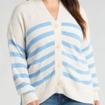 Madewell NWT  Stripe Cotton Blend Cardigan In Powder Blue Photo 0