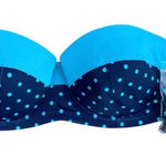 Spanx  Bikini Top‎ Womens 10 Navy Splash Polka Dot 2696 Retro Balconette Bra NWT Photo 0