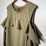 Torrid plus size OLIVE GREEN RUFFLED KNIT SWEATSHIRT DRESS cold shoulder size 4X Photo 9