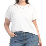 Rose + Olive  Women’s 2X White T-shirt Embroidered Fruit Detail Photo 0
