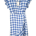 Rails  Brigitte Dress Womens Small Gingham Check Linen Blend Periwinkle Blue‎ Photo 0
