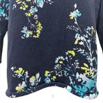 Alfred Dunner PL Floral 3/4 Sleeve Top Navy Cotton Knit Rhinestone Sparkle Photo 2