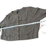 Torrid  Blouse Women Brown‎ Crop Top Collarless Button Up Long Sleeve Size 3 Photo 3