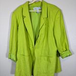 Vintage Lime Green Linen Blend Boyfriend Fit Blazer Jacket Womens 24W Classic Photo 4