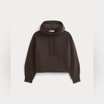 Everlane Cropped Luxe Fleece Hoodie in Dark Chocolate, Size Large Photo 4