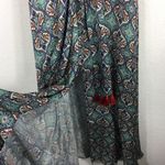 Anthropologie  Sachin + Babi Maxi Dress Size 2 Tasseled Red Blue Abstract Satin Photo 12