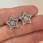 CZ Star Stud Earrings for Men Women Streetwear Punk Hip Hop Unisex Style Silver Photo 4