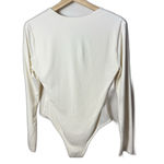 House of Harlow Bodysuit Womens Large Cream Long Sleeve Square Neck Basic Casual White Photo 1