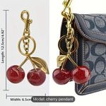 T Party Fashion Cherry Keychain Charm - Resin 🍒 with Gold-Tone Metal Clip for Handbag and Purse Photo 1