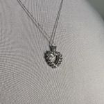10k White Gold Lab Grown Diamond VS/SI+ G+ Heart Pendant Necklace Anniversary Silver Photo 6