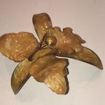 Vintage Gold Tone 3D Shimmer Enamel Orchid Retro Flower Brooch Shoulder Pin Photo 4