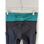Lululemon Athletica Workout Athleisure Leggings Black Teal Size 4 Photo 4