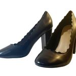 Crown Vintage Willow Black Leather Retro Scalloped Block Heel Pump Womens Size 9 Photo 15