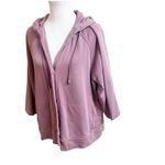 J. Jill Organic Cotton One Button Hoddef Sweater Pink Size Large Petite Terry Photo 5