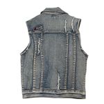 ChiOle Distressed Cropped Denim Vest S patches crop 90s rocker rock concert Blue Photo 1