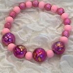 Handmade  beaded stretchy stackable pink Barbie bracelets Photo 4