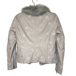 Samantha Sipos Seeing Stars Leather Faux Fur Lined Jacket Size Extra Small Gray Photo 9